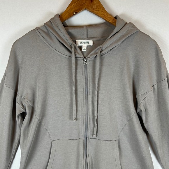 Haven Well Within Womens Zip Up Hoodie Relaxed Fit Gray Casual Jacket Medium - Picture 6 of 8